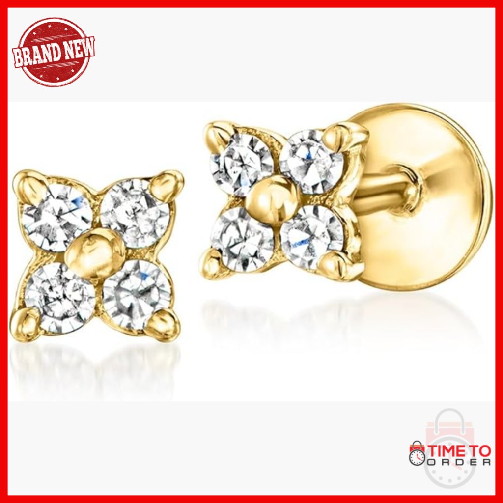 0.10 Ct Diamond Stud Earrings 10kt Yellow Gold Flat Back
